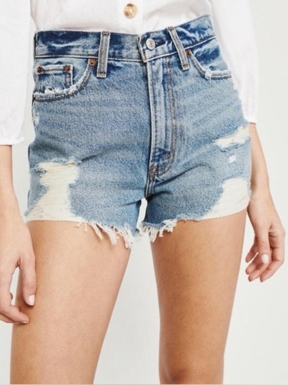 Abercrombie & Fitch Annie High Rise Denim Shorts | 24/00